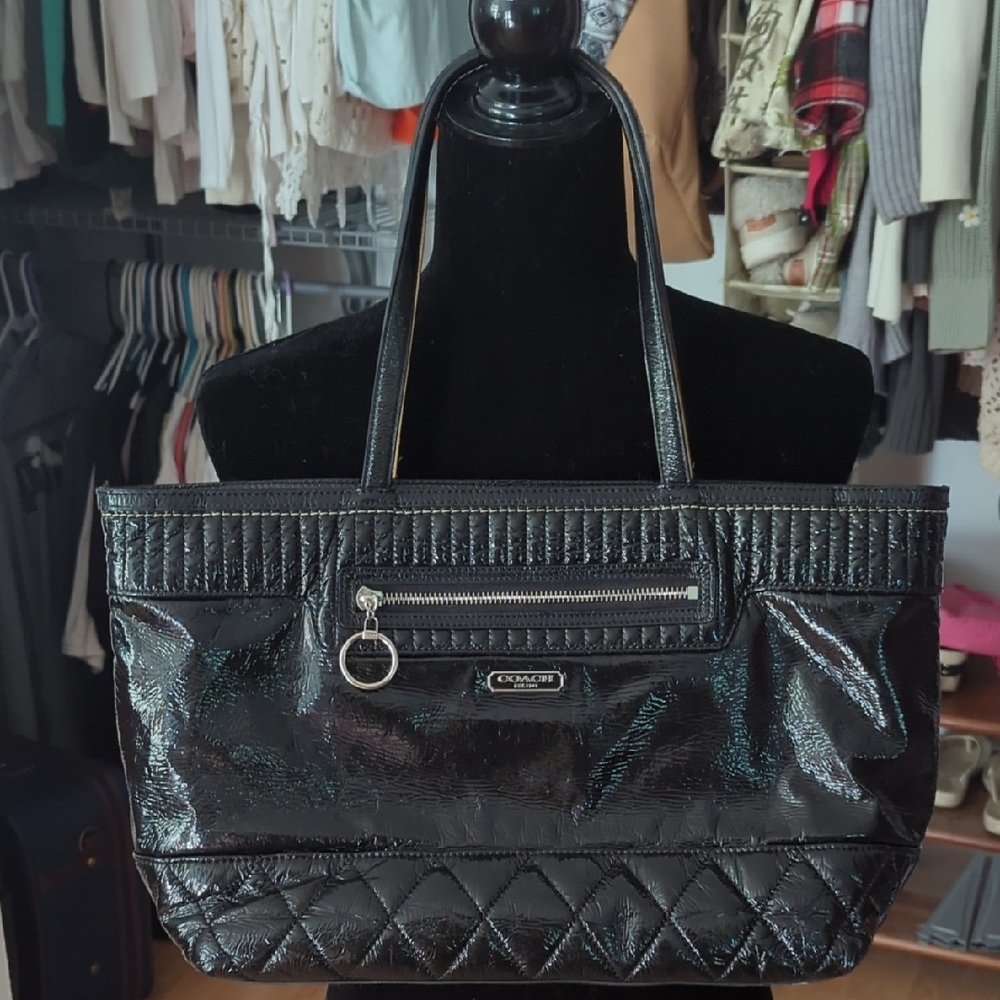 Coach Shiny Black Tote Bag